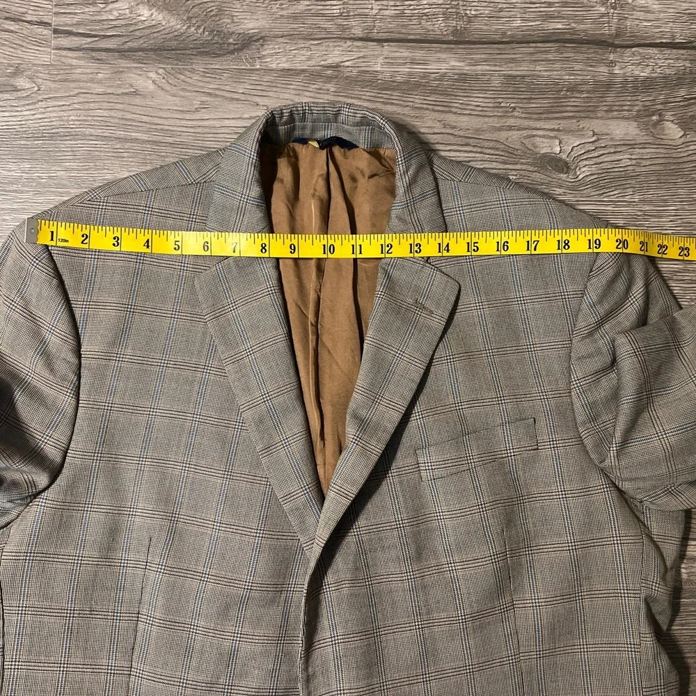 Brooks Brothers Fitzgerald Fit Tan Plaid 100% Wool Blazer Size 48R‎